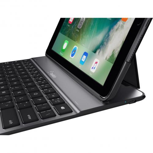 Open Box: Belkin QODE Ultimate Lite Keyboard/Cover Case For 9.7" Apple IPad (5th Generation), IPad Air Tablet   For IPad 5th Generation   Ultra Light   Black Alternate-Image1/500