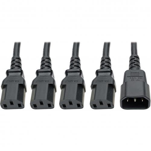 Eaton Tripp Lite Series Power Cord Splitter, C14 To 4xC13 PDU Style   10A, 250V, 18 AWG, 18 In. (45.72 Cm), Black Alternate-Image1/500