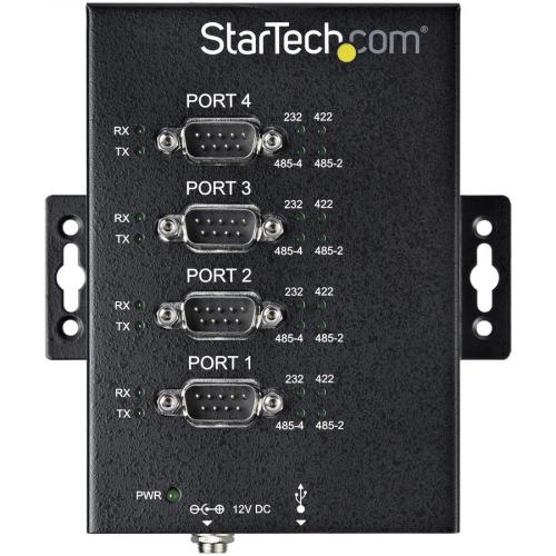 StarTech.com USB To RS232/RS485/RS422 4 Port Serial Hub Adapter   Industrial Metal USB 2.0 To DB9 Serial Converter   Din Rail Mountable Alternate-Image1/500
