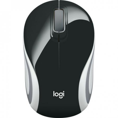 Logitech Wireless Mini Mouse M187 Ultra Portable, 2.4 GHz With USB Receiver, 1000 DPI Optical Tracking, 3 Buttons, PC / Mac / Laptop   Black (with White Stripe) Alternate-Image1/500