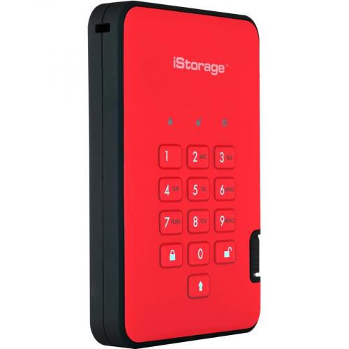 IStorage DiskAshur2 2 TB Portable Rugged Solid State Drive   2.5" External   Red   TAA Compliant Alternate-Image1/500