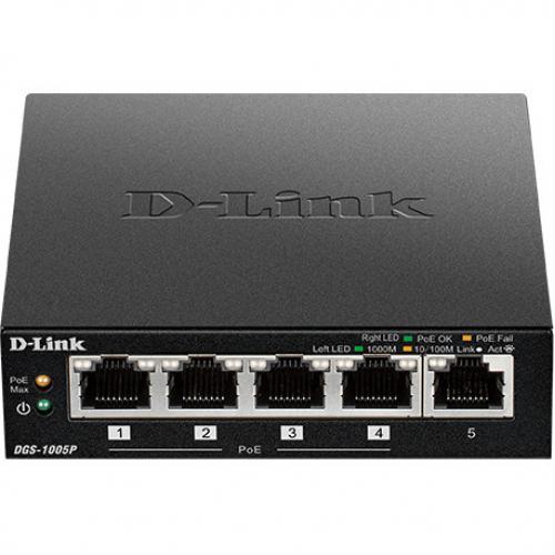 D Link 5 Port Desktop Gigabit PoE+ Switch Alternate-Image1/500