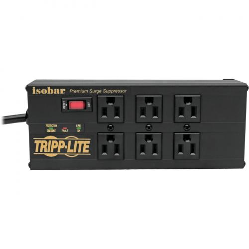 Tripp Lite By Eaton Isobar 6 Outlet Surge Protector, 10 Ft. (3.05 M) Cord, Right Angle Plug, 3840 Joules, 2 USB Ports, Metal Housing Alternate-Image1/500