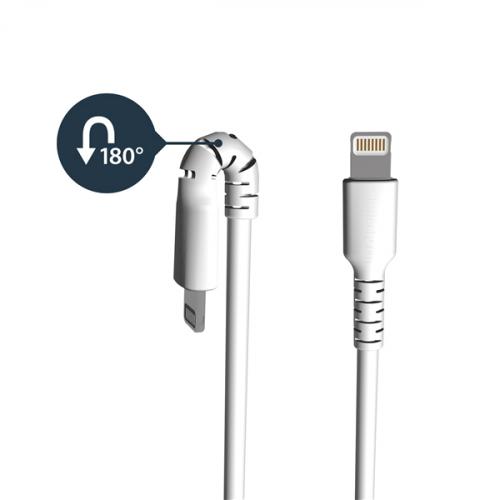 StarTech.com 6 Foot/2m Durable White USB A To Lightning Cable, Rugged Heavy Duty Charging/Sync Cable For Apple IPhone/iPad MFi Certified Alternate-Image1/500