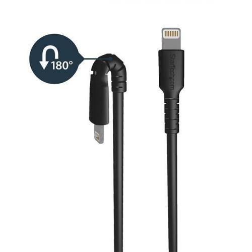 StarTech.com 6 Foot/2m Durable Black USB A To Lightning Cable, Rugged Heavy Duty Charging/Sync Cable For Apple IPhone/iPad MFi Certified Alternate-Image1/500