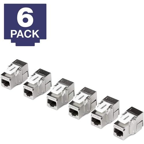 TRENDnet Shielded Cat6A Keystone Jack, 6 Pack Bundle, TC K06C6A, 180&deg; Angle Termination, Compatible With Cat5/Cat5e/Cat6 Cabling, Use W/ TC KP24S Shielded Blank Keystone Patch Panel (sold Separately) Alternate-Image1/500