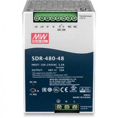 TRENDnet 480W, 48V DC, 10A AC To DC DIN Rail Power Supply With PFC Function, TI S48048 Alternate-Image1/500