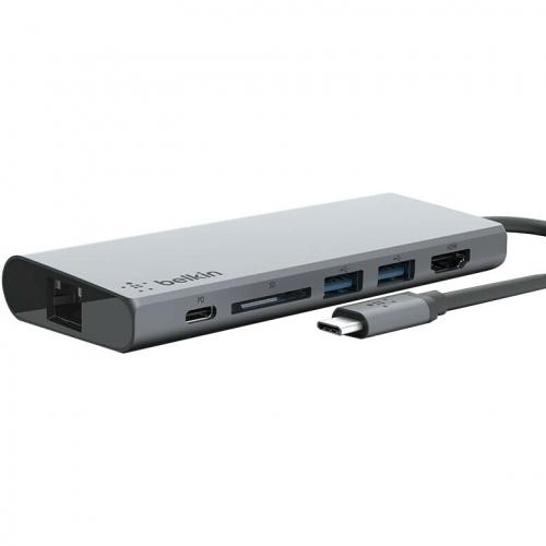 Belkin USB C Multimedia Hub   For Notebook   60 W   USB Type C   3 X USB Ports   2 X USB 3.0   Network (RJ 45)   HDMI   Wired Alternate-Image1/500