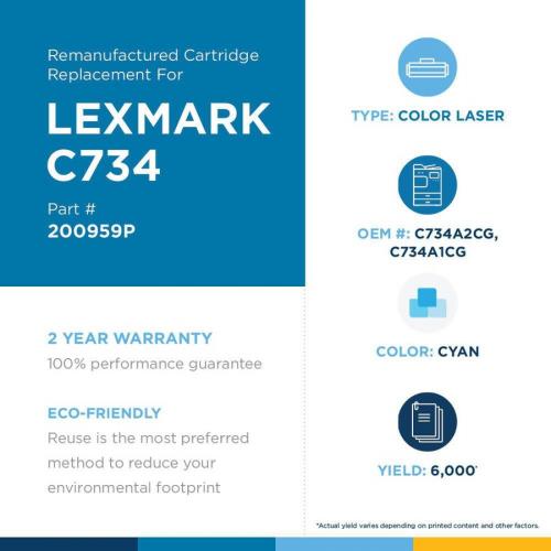 Clover Technologies Remanufactured Toner Cartridge   Alternative For Lexmark   Cyan Alternate-Image1/500