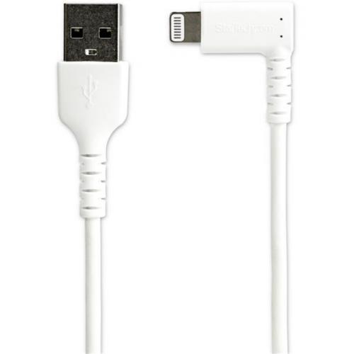 StarTech.com 1m USB A To Lightning Cable IPhone IPad Durable Right Angled 90 Degree White Charger Cord W/Aramid Fiber Apple MFI Certified Alternate-Image1/500