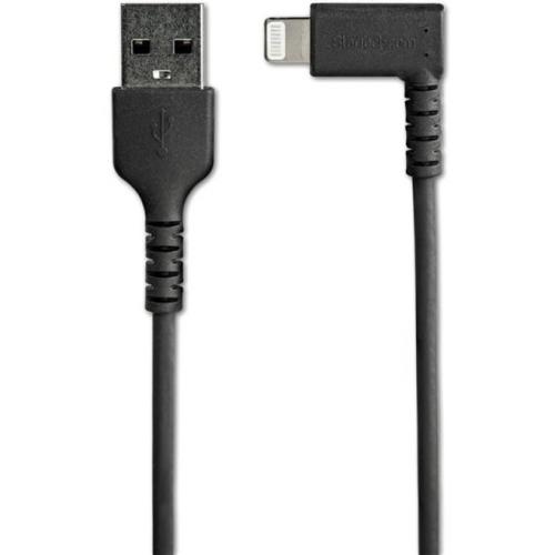 StarTech.com 2m USB A To Lightning Cable IPhone IPad Durable Right Angled 90 Degree Black Charger Cord W/Aramid Fiber Apple MFI Certified Alternate-Image1/500