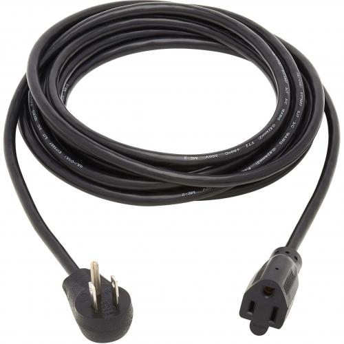 Eaton Tripp Lite Series Power Extension Cord, Right Angle NEMA 5 15P To NEMA 5 15R   10A, 120V, 18 AWG, 15 Ft. (4.57 M), Black Alternate-Image1/500