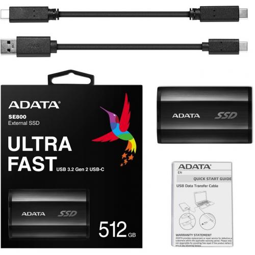Adata SE800 ASE800 512GU32G2 CBK 512 GB Portable Solid State Drive   External   Black Alternate-Image1/500