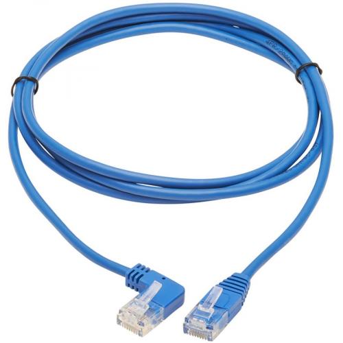 Eaton Tripp Lite Series Left Angle Cat6 Gigabit Molded Slim UTP Ethernet Cable (RJ45 Left Angle M To RJ45 M), Blue, 7 Ft. (2.13 M) Alternate-Image1/500