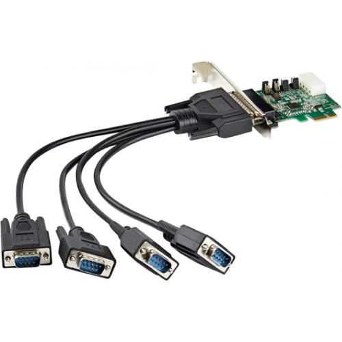 StarTech.com 4 Port PCI Express RS232 Serial Adapter Card   PCIe To Serial DB9 RS 232 Controller Card   16950 UART   Windows/Linux Alternate-Image1/500