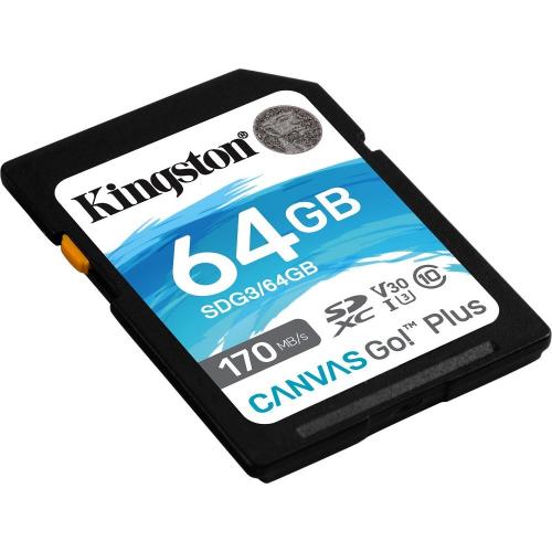 Kingston Canvas Go! Plus SDG3 64 GB Class 10/UHS I (U3) SDXC Alternate-Image1/500