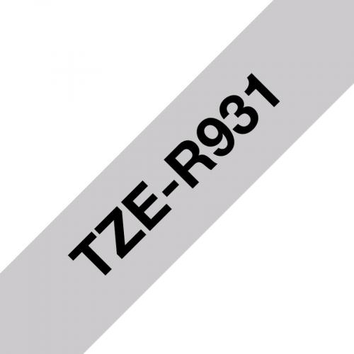 Brother TZe R931 Ribbon Tape Cassette   Black On Silver, 12mm Wide Alternate-Image1/500