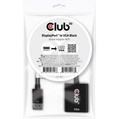 Club 3D DisplayPort To VGA Black Active Adapter M/F Alternate-Image1/500