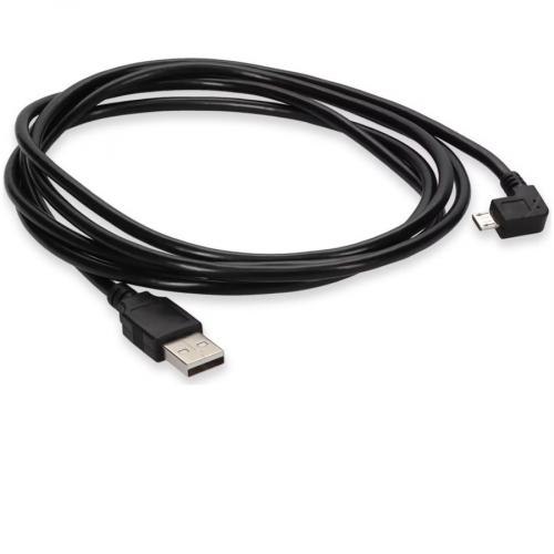 AddOn 6ft USB 2.0 (A) Male To Micro USB 2.0 (B) Left Angle Male Black Cable Alternate-Image1/500