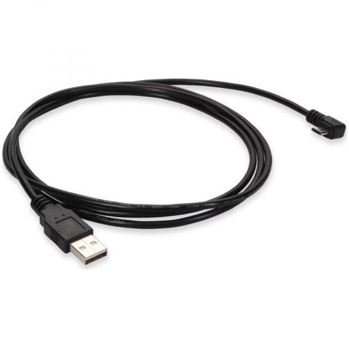 AddOn 6ft USB 2.0 (A) Male To Micro USB 2.0 (B) Right Angle Male Black Cable Alternate-Image1/500
