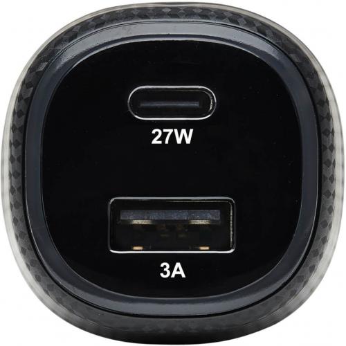 Tripp Lite By Eaton Dual Port USB Car Charger With 45W Charging   USB C (27W) QC4+, USB A (18W) QC 3.0, Black Alternate-Image1/500