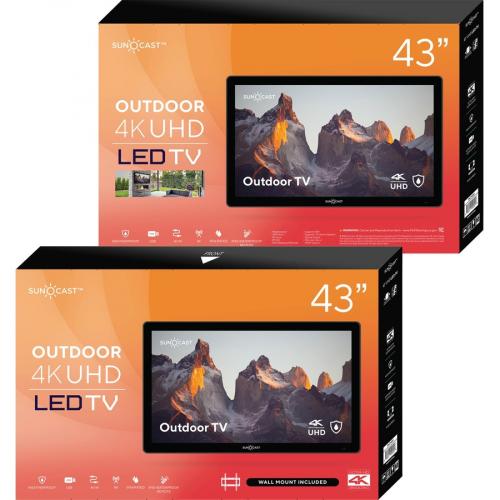 DuraPro 43" Outdoor Partial Shade 4K UHD LED TV   4K 3840 X 126  UHD Resolution   Includes Waterproof Remote   With Compatible Wall Mount   LED Backlight   8ms Response Time Alternate-Image1/500