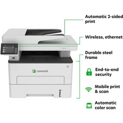 Lexmark MB2236I Wireless Laser Multifunction Printer Monochrome Copier/Scanner 36 Ppm Mono Print 600x600 Print (2400x600 Class) Automatic Duplex Print 30000 Pages Monthly 250 Sheets Input Color Scanner 600 Optical Scan  Ethernet Ethernet Wireless LAN Alternate-Image1/500