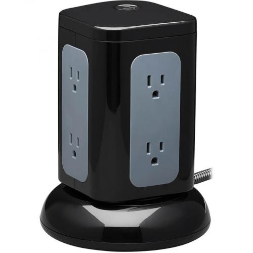 Tripp Lite By Eaton 6 Outlet Surge Protector Tower, 3x USB A, 1x USB C, 8 Ft. Cord, 5 15P Plug, 1800 Joules, Black Alternate-Image1/500