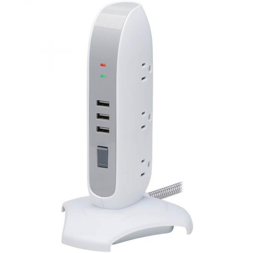 Tripp Lite By Eaton 5 Outlet Surge Protector Tower, 3x USB Ports (3.1A Shared), 6 Ft. Cord, 5 15P Plug, 1200 Joules, White Alternate-Image1/500