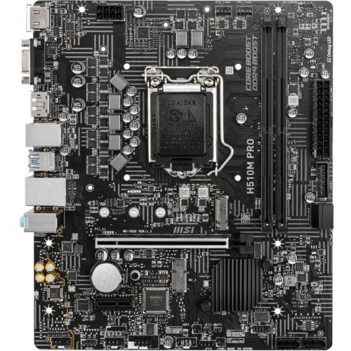 MSI H510M PRO Desktop Motherboard   Intel H510 Chipset   Socket LGA 1200   Micro ATX Alternate-Image1/500