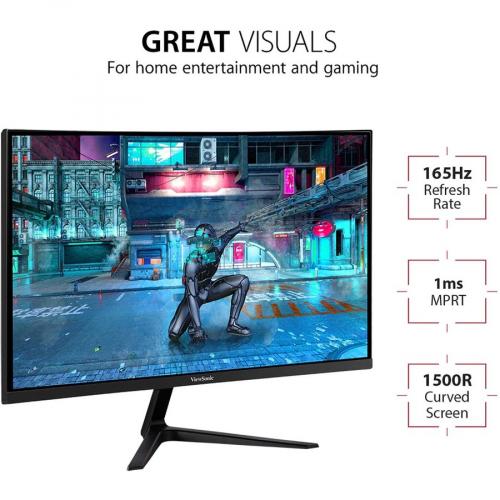 ViewSonic OMNI VX2718 2KPC MHD 27 Inch Curved 1440p 1ms 165Hz Gaming Monitor With FreeSync Premium, Eye Care, HDMI And Display Port Alternate-Image1/500