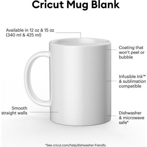 Cricut Ceramic Mug Blank, White   12 Oz/340 Ml (2 Ct) Alternate-Image1/500