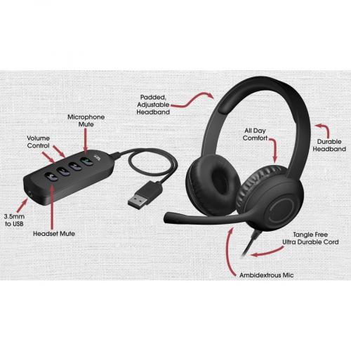 Cyber Acoustics Stereo Headset With USB & 3.5mm Alternate-Image1/500