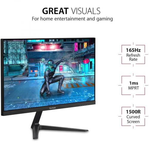 ViewSonic OMNI VX2418 P MHD 24 Inch 1080p 1ms 165Hz Gaming Monitor With FreeSync Premium, Eye Care, HDMI And DisplayPort Alternate-Image1/500