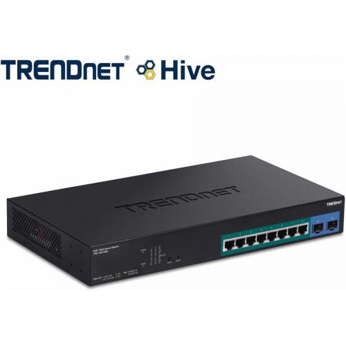 TRENDnet 10 Port Gigabit Web Smart PoE+ Switch With 8 Gigabit PoE+ Ports, 2 SFP Slots, 130W PoE Budget, VLAN, QoS, LACP, IPv4/IPv6 Static Routing, Black, TPE 1021WS Alternate-Image1/500
