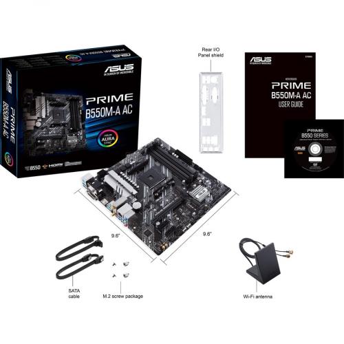 Asus Prime B550M A AC Desktop Motherboard   AMD B550 Chipset   Socket AM4   Micro ATX Alternate-Image1/500