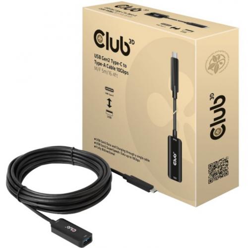 Club 3D USB Gen2 Type C To Type A Cable 10Gbps M/F 5m/16.4ft Alternate-Image1/500