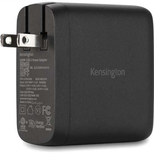 Kensington 100W USB C GaN Power Adapter Alternate-Image1/500