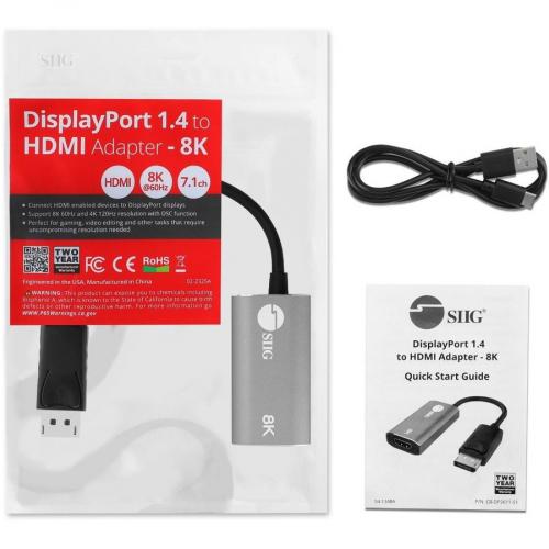 SIIG DisplayPort 1.4 To HDMI Adapter   8K 60Hz Male To Female Alternate-Image1/500
