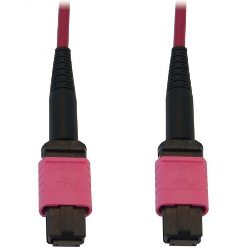 Eaton Tripp Lite Series 100G Multimode 50/125 OM4 Fiber Optic Cable (12F MTP/MPO PC F/F), LSZH, Magenta, 15 M (49.2 Ft.) Alternate-Image1/500