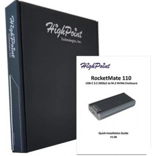 HighPoint RocketMate 110 RM110 Drive Enclosure PCI Express NVMe, M.2   USB 3.2 (Gen 2) Type C Host Interface Portable Alternate-Image1/500