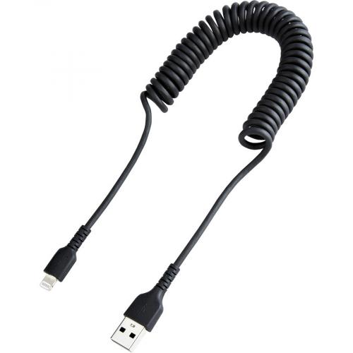 StarTech.com 50cm/20in USB to Lightning Cable, MFi Certified, Coiled iPhone  Charger Cable, Black, Durable TPE Jacket Aramid Fiber 