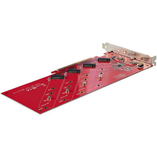 StarTech.com Quad M.2 PCIe Adapter Card, X16 Quad NVMe Or AHCI M.2 SSD To PCI Express 4.0, Up To 7.8GBps/Drive, For 2242/2260/2280/22110mm PCIe M Key M2 SSDs, Bifurcation Required   PC/Linux Compatible Alternate-Image1/500