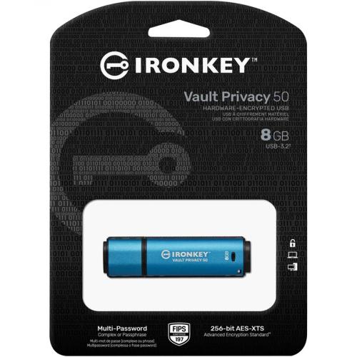 IronKey Vault Privacy 50 Series 8GB USB 3.2 (Gen 1) Type A Flash Drive Alternate-Image1/500