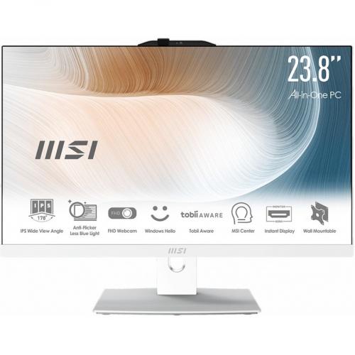 MSI Modern AM242TP 12M 056US All In One Computer   Intel Core I5 12th Gen I5 1240P   8 GB RAM DDR4 SDRAM   512 GB M.2 SSD   23.8" Full HD 1920 X 1080 Touchscreen Display   Desktop   White Alternate-Image1/500