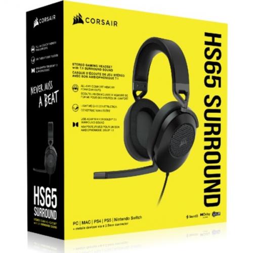 Corsair HS65 SURROUND Wired Gaming Headset   Carbon Alternate-Image1/500