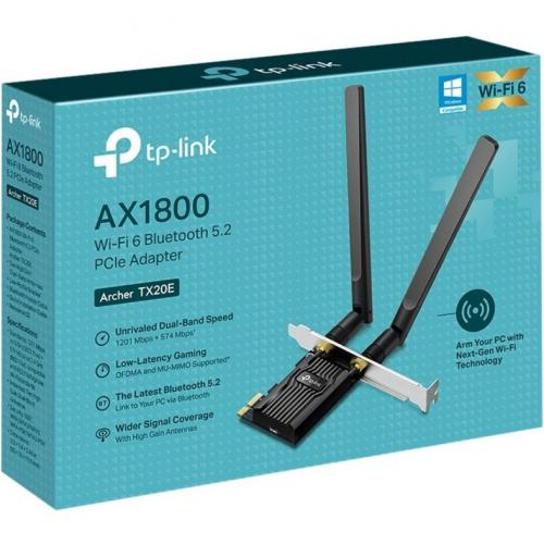 TP Link Archer TX20E   AX1800 Dual Band Wi Fi 6 Bluetooth 5.2 PCI Express Adapter Alternate-Image1/500