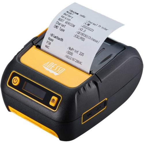 Adesso NuPrint NuPrint 220B Retail, Delivery, Restaurant, Pharmacy, Transportation & Logistic, Parking Ticket Direct Thermal Printer   Monochrome   Receipt Print   Bluetooth   Battery Included   Black Alternate-Image1/500