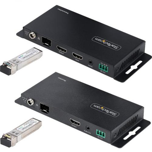 StarTech.com 4K HDMI Over Fiber Extender Kit, 4K 60Hz, 3300ft (1km) Single Mode/1000ft (300m) Multimode LC Fiber Optic, HDR, IR Extender Alternate-Image1/500