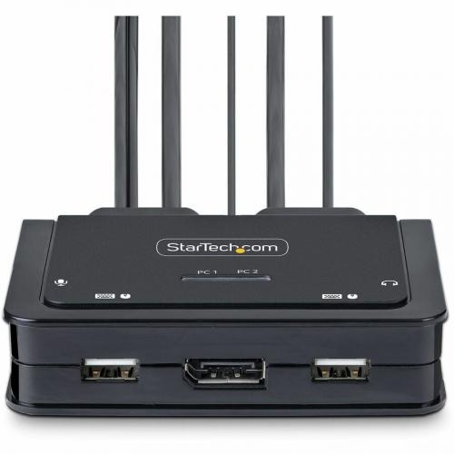 StarTech.com 2 Port Hybrid USB C DisplayPort Cable KVM Switch, 4K 60Hz, Compact KVM With 6ft/1.8m USB A & 4ft/1.2m USB C Integrated Cables Alternate-Image1/500